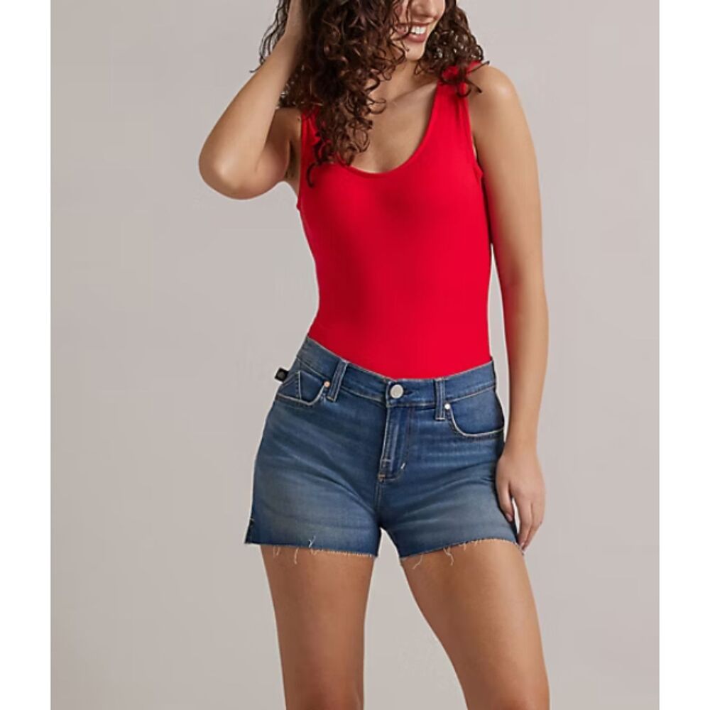 ~ Rock & Republic 8 Jean Shorts Cut Off Mid Rise Dark Wash Hula Denim Blue